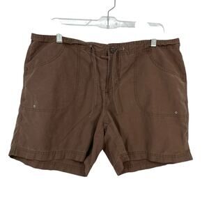 Columbia Womens Classic Tech Shorts size Large Tie Waist Brown Lightweight